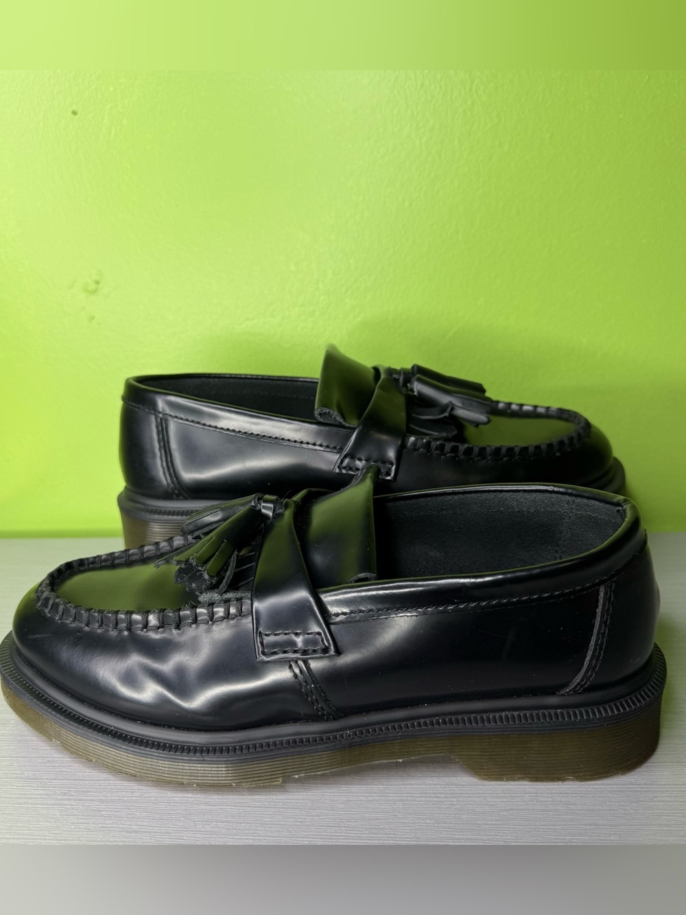 Dr. Martens Adrian Tassel Loafers Black Smooth Leather Mens Size 6 USM women’s 7